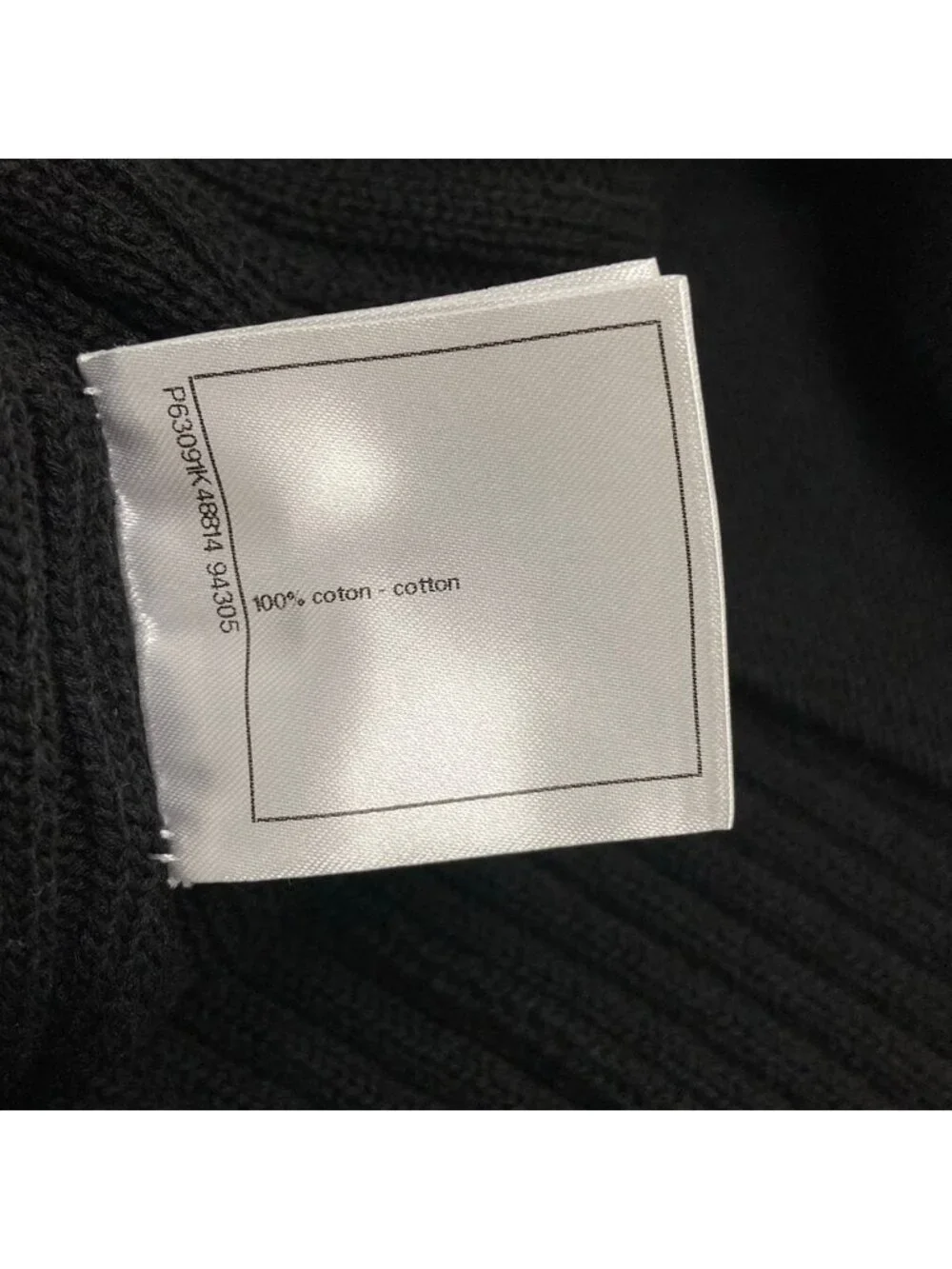 Chanel Jacket 36 S Black Knit Shoulder Pad CC Logo Button Long Sleeve Cotton